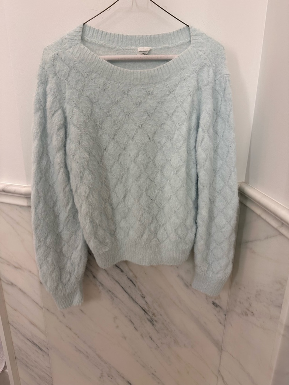 abercrombie kids Light Blue Fuzzy Crewneck Sweater